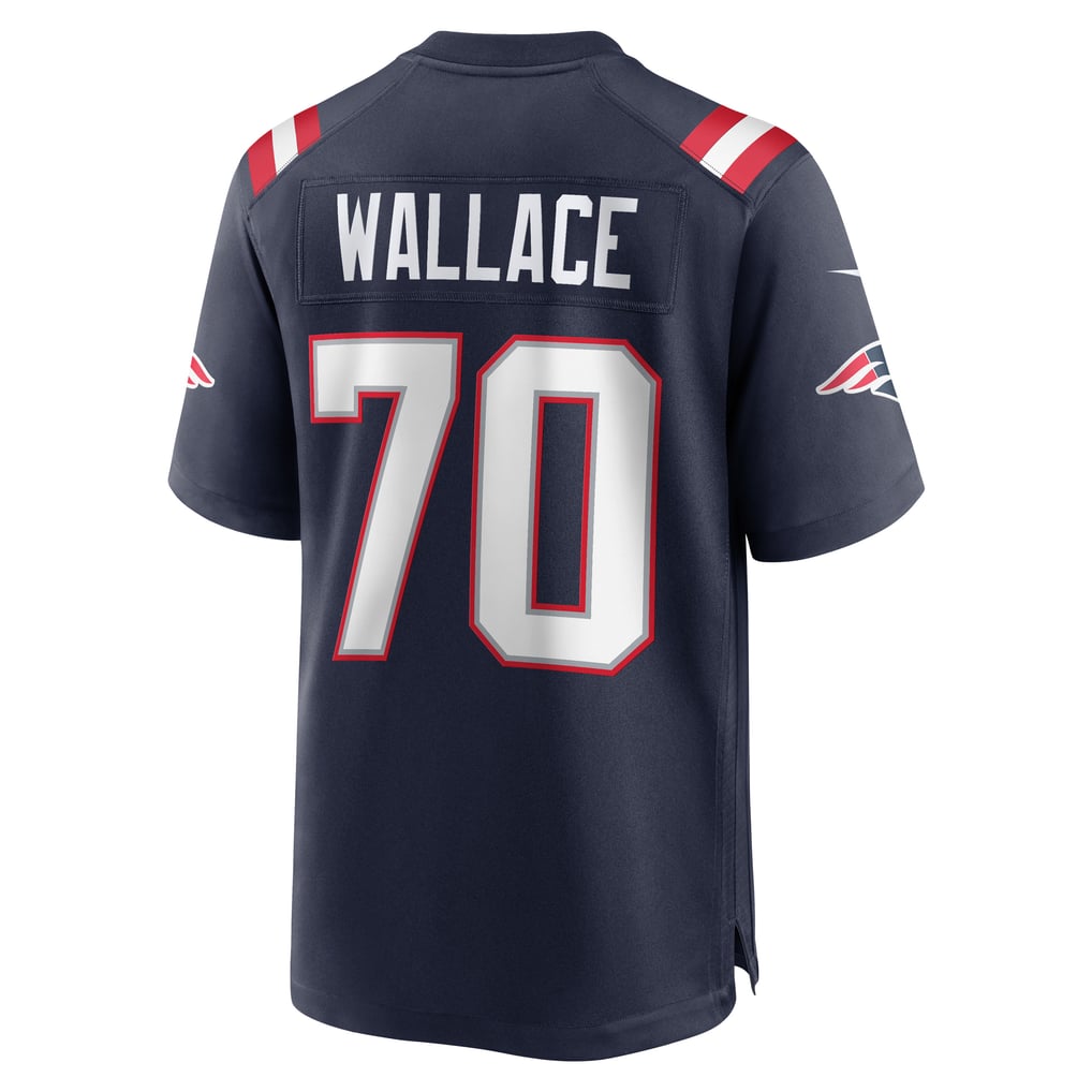 Men's New England Patriots Caedan Wallace Nike  Navy  Game Jersey - Image 4