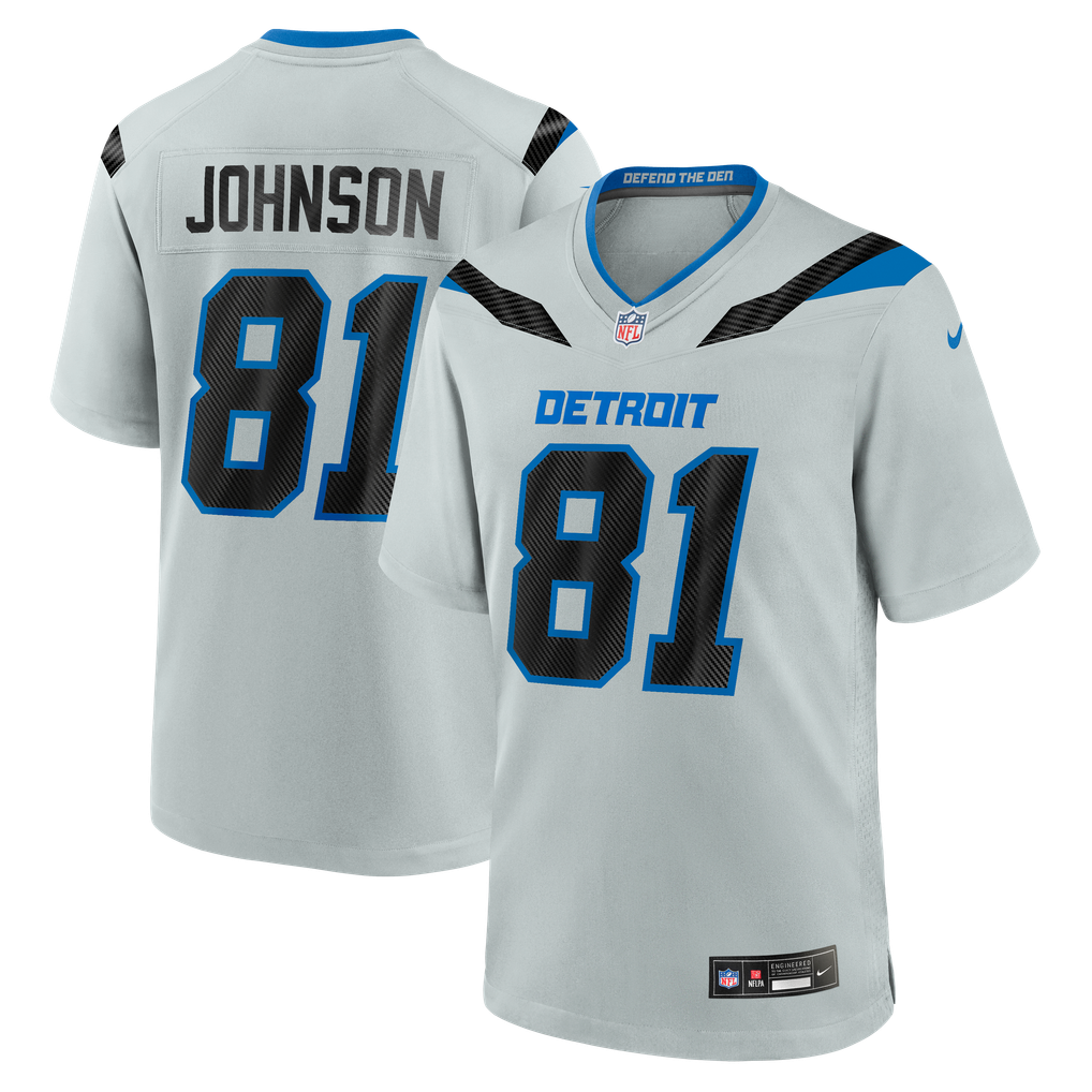 Men's Detroit Lions Calvin Johnson Nike Silver 2026 Rivalries Collection Game Jersey - Image 2