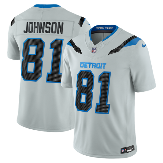 Men's Detroit Lions Calvin Johnson Nike Silver 2026 Rivalries Collection Stitched Limited Jersey - Image 1