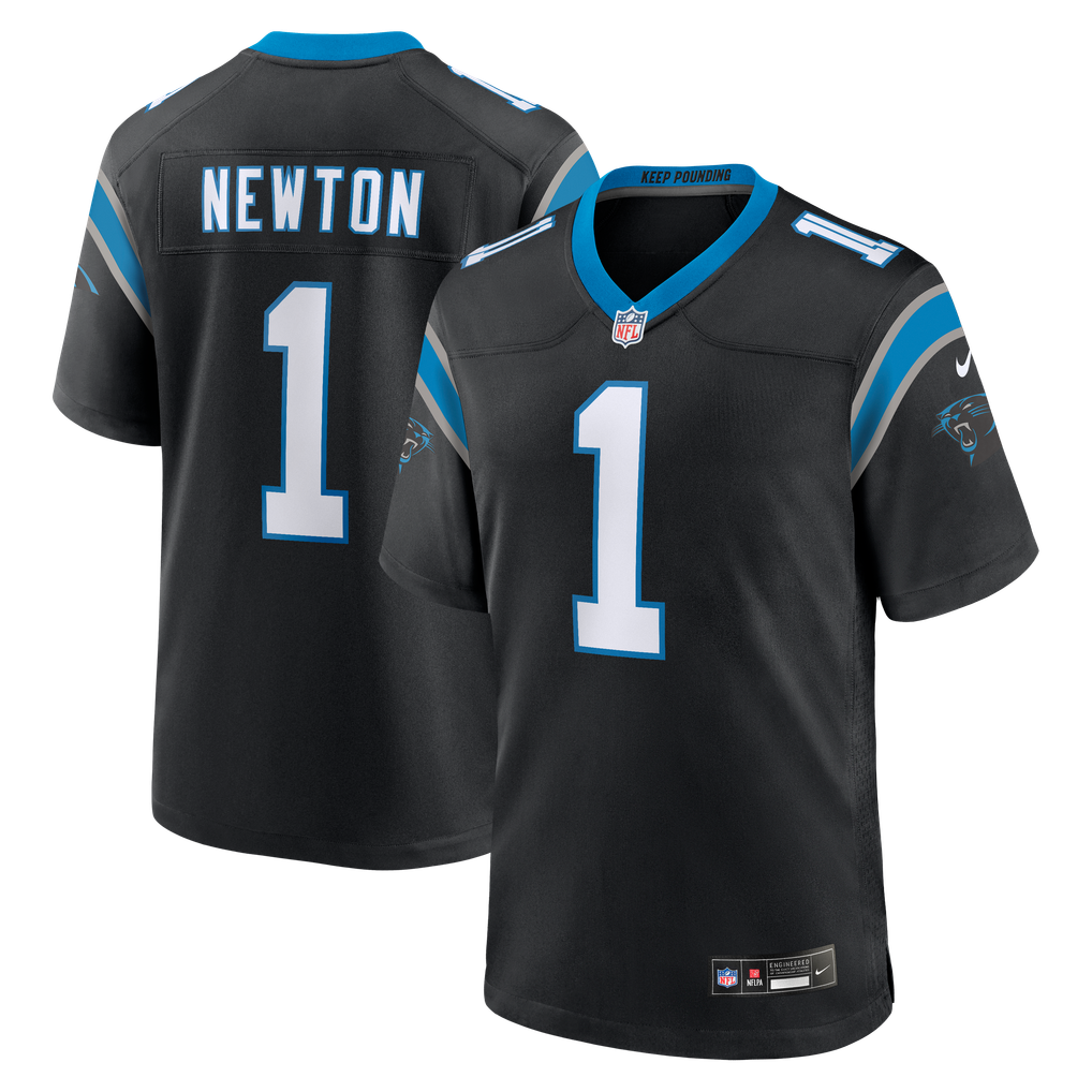 Men's Carolina Panthers Cam Newton Nike Black Team Retired Game Jersey - Image 2