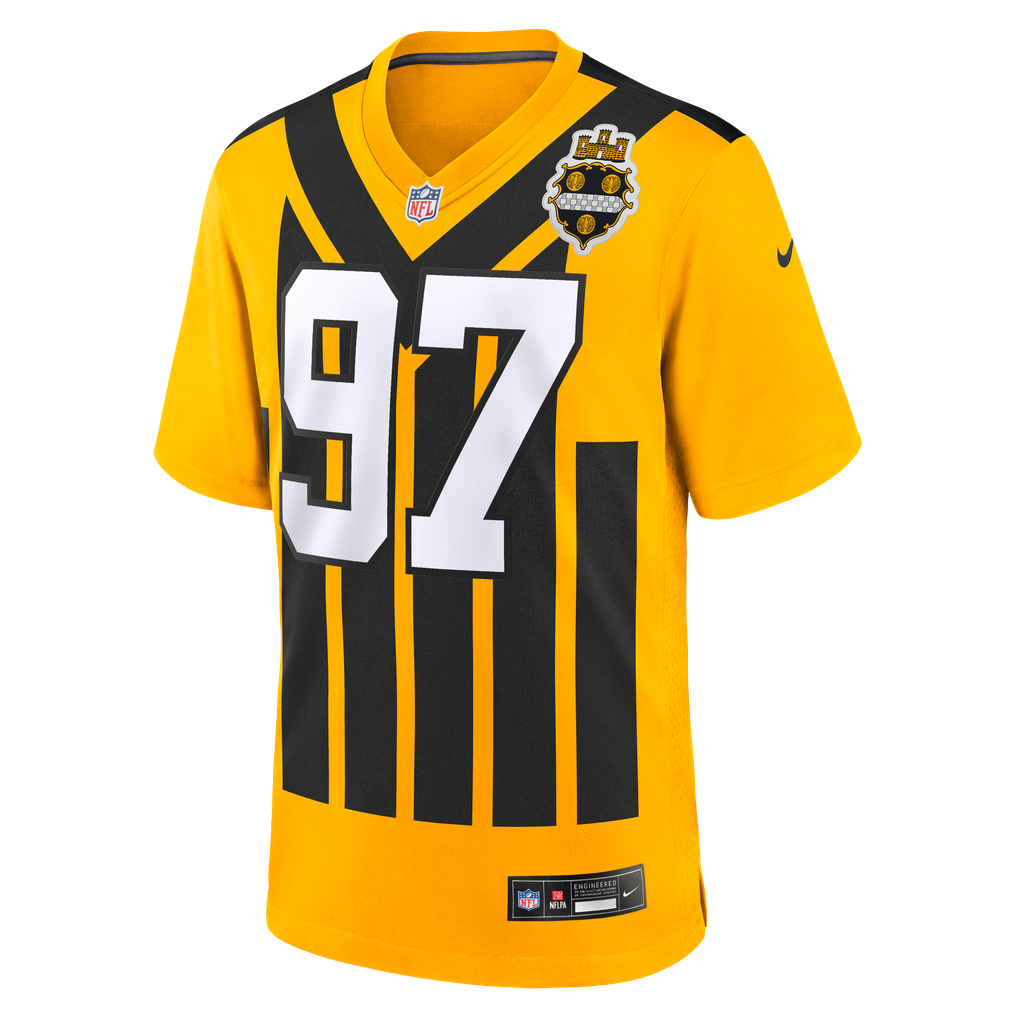 Men's Pittsburgh Steelers Cameron Heyward Nike Gold Alternate 1933 Throwback Game Jersey - Image 7