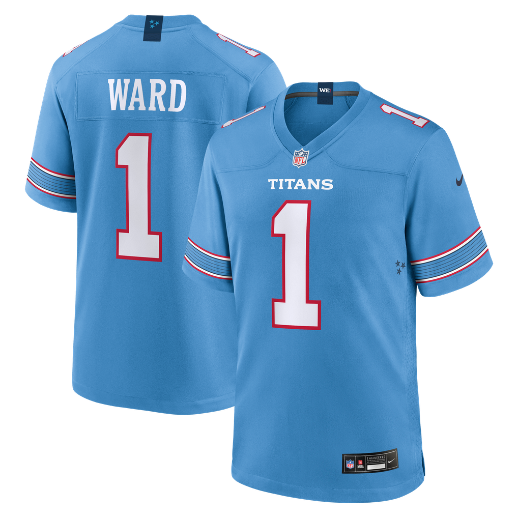 Men's Tennessee Titans Cameron Ward Nike Light Blue Game Jersey - Image 2