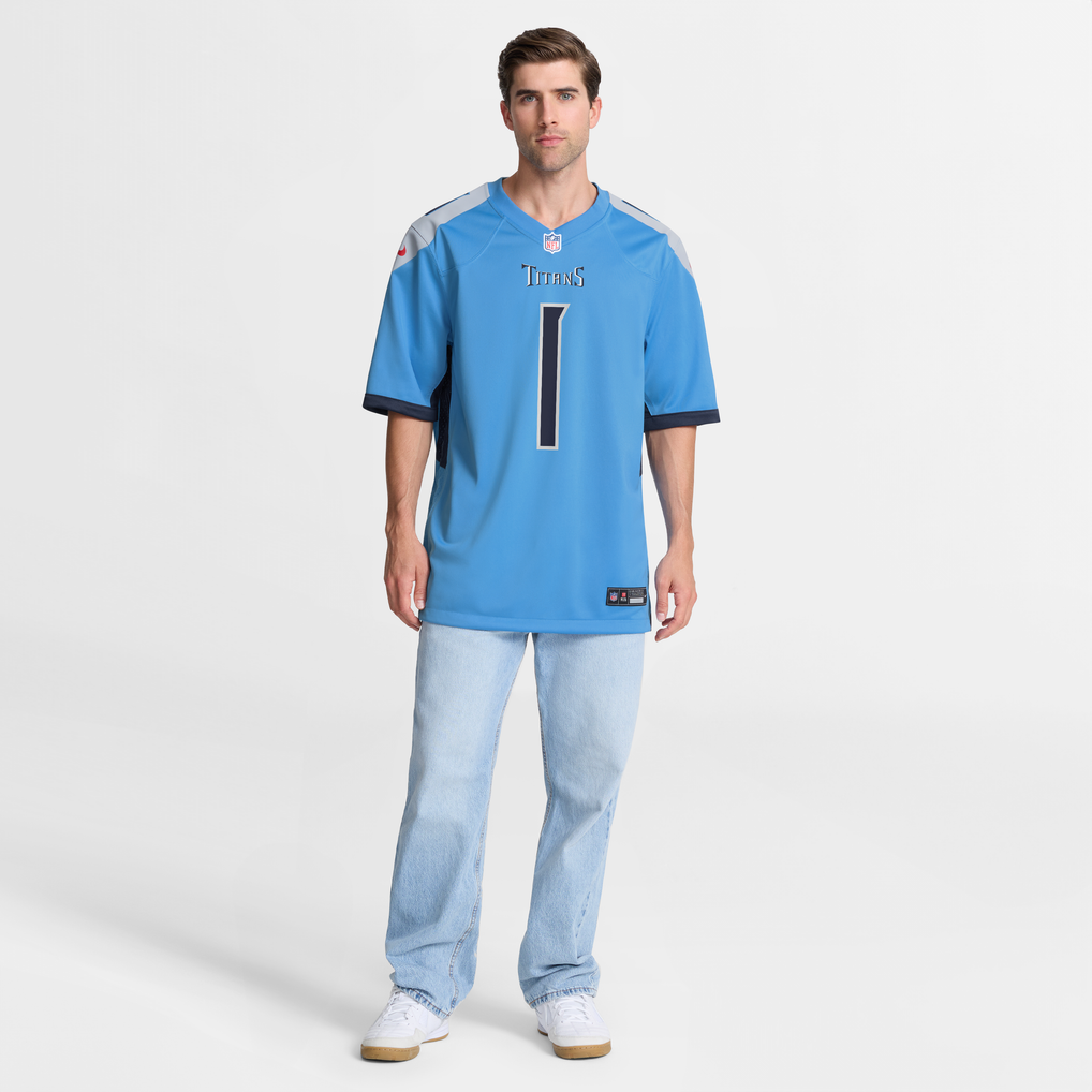 Men's Tennessee Titans Cameron Ward Nike Light Blue Team Game Jersey - Image 5
