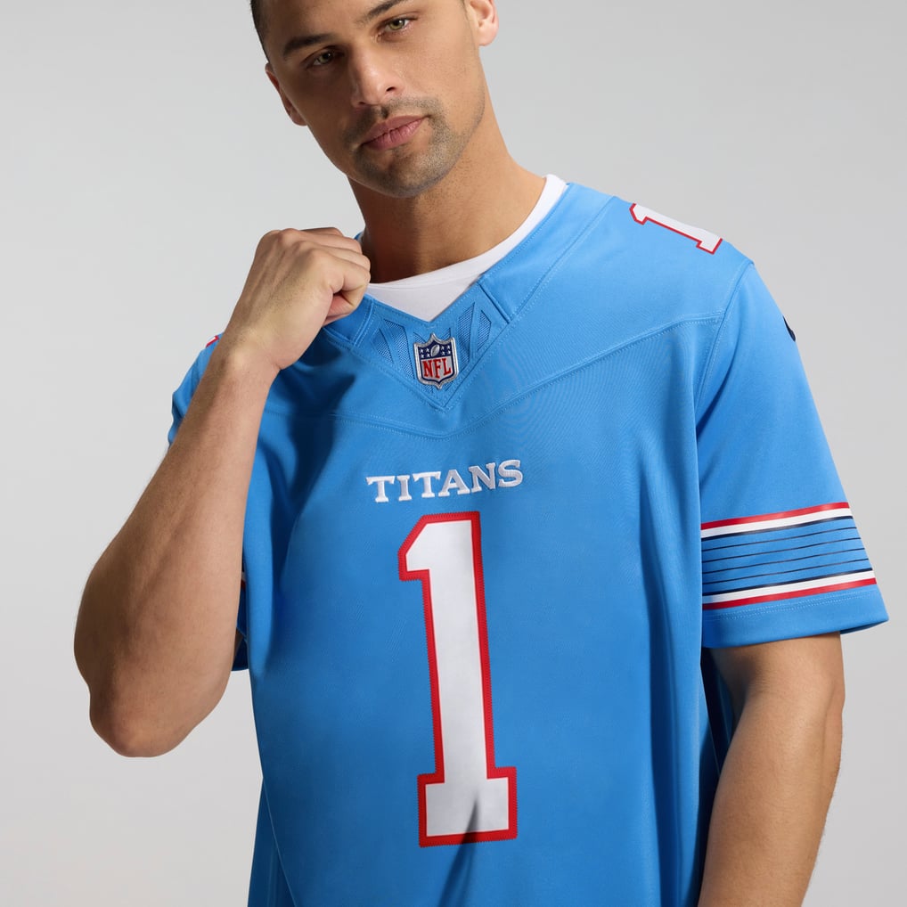 Men's Tennessee Titans Cameron Ward Nike Light Blue Team Vapor F.U.S.E. Stitched Limited Jersey - Image 10