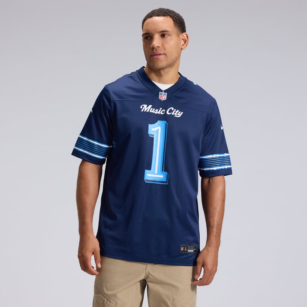 Men's Tennessee Titans Cameron Ward Nike Navy 2026 Rivalries Collection Game Jersey - Image 3