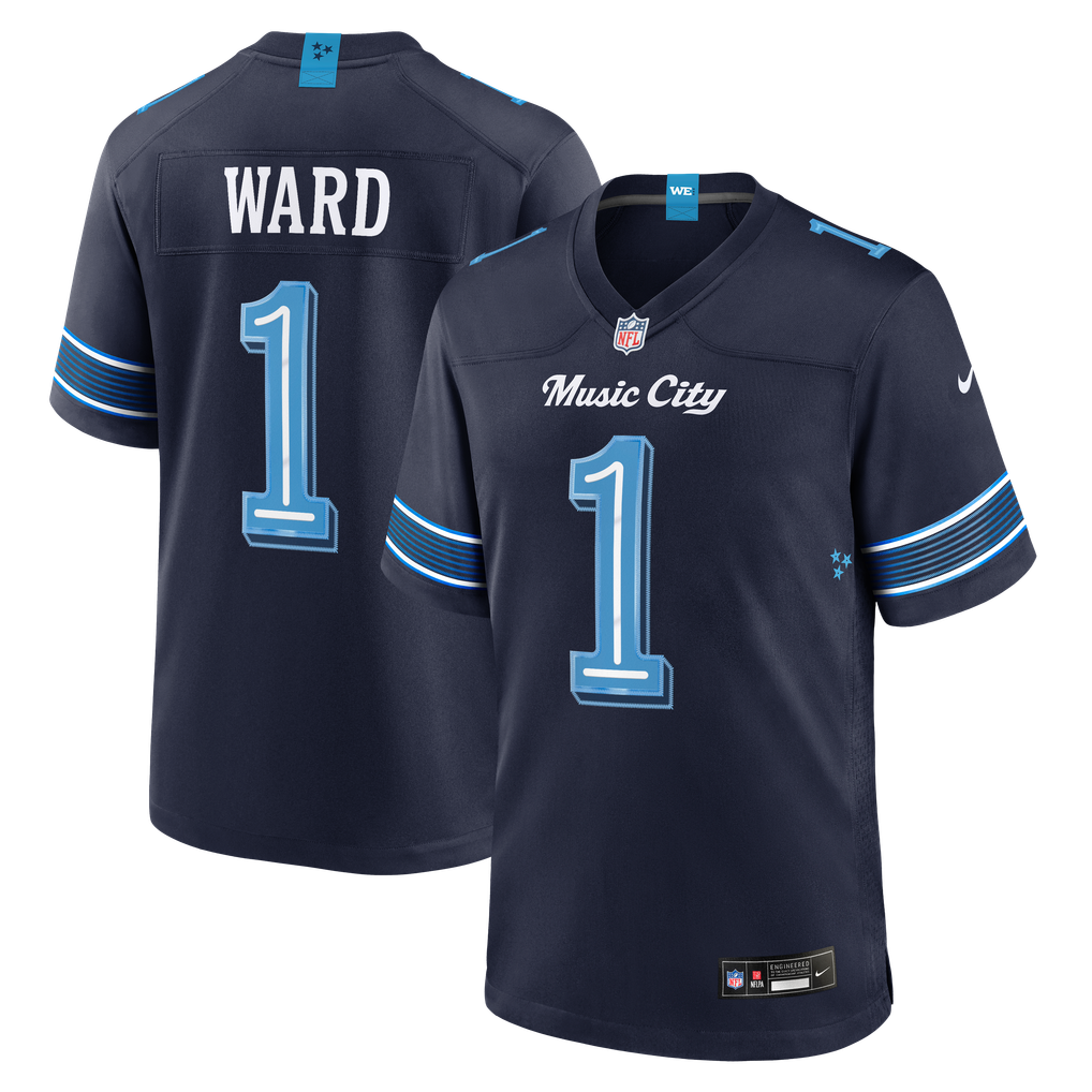 Men's Tennessee Titans Cameron Ward Nike Navy 2026 Rivalries Collection Game Jersey - Image 1