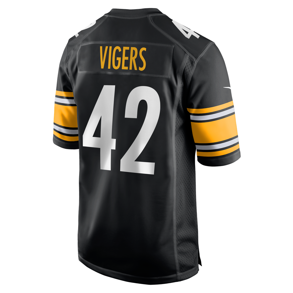 Men's Pittsburgh Steelers Car'lin Vigers Nike Black Team Game Jersey - Image 7