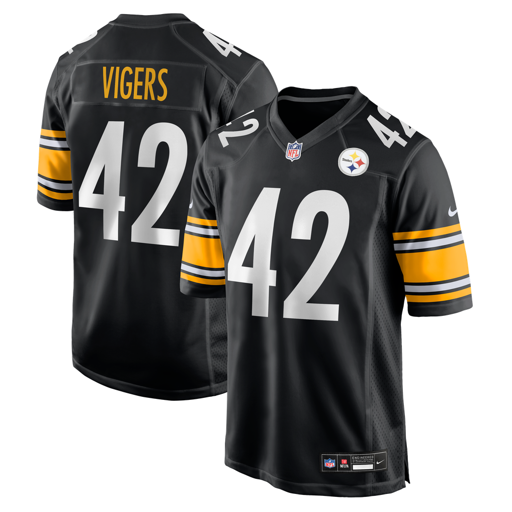 Men's Pittsburgh Steelers Car'lin Vigers Nike Black Team Game Jersey - Image 1