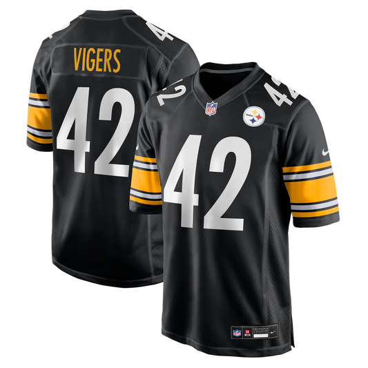 Men's Pittsburgh Steelers Car'lin Vigers Nike Black Team Game Jersey - Image 1