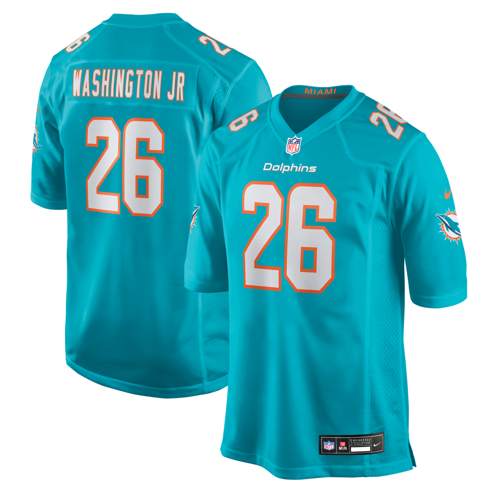 Men's Miami Dolphins Carlos Washington Jr. Nike Aqua Team Game Jersey - Image 2
