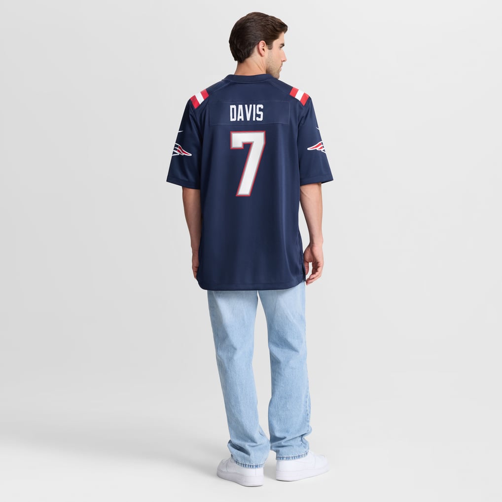 Men's New England Patriots Carlton Davis Nike Navy Team Game Jersey - Image 4