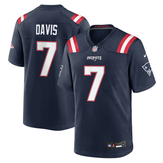 Men's New England Patriots Carlton Davis Nike Navy Team Game Jersey - Image 1