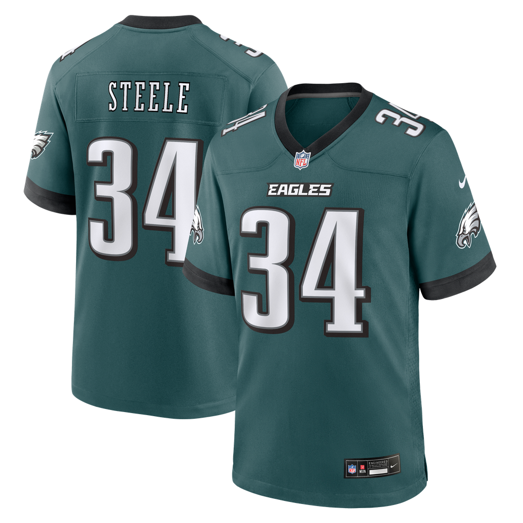 Men's Philadelphia Eagles Carson Steele Nike Midnight Green Team Game Jersey - Image 2