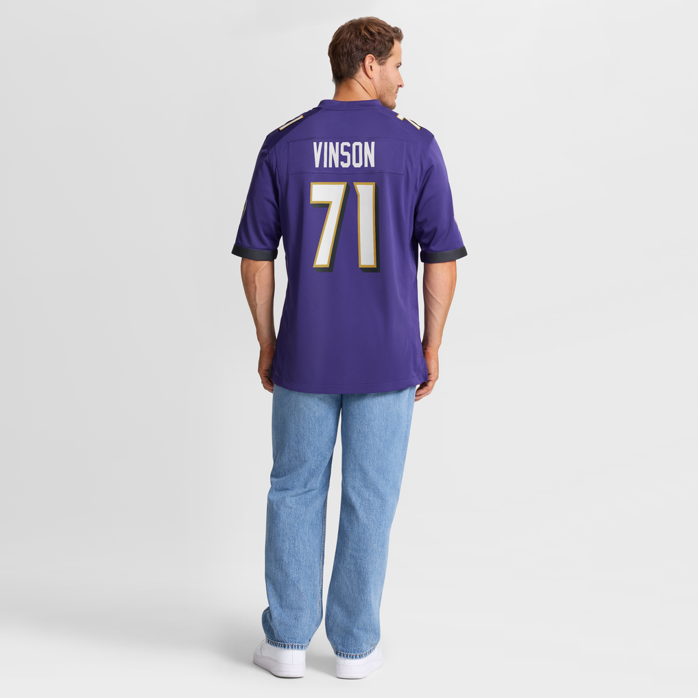 Men's Baltimore Ravens Carson Vinson Nike Purple Team Game Jersey