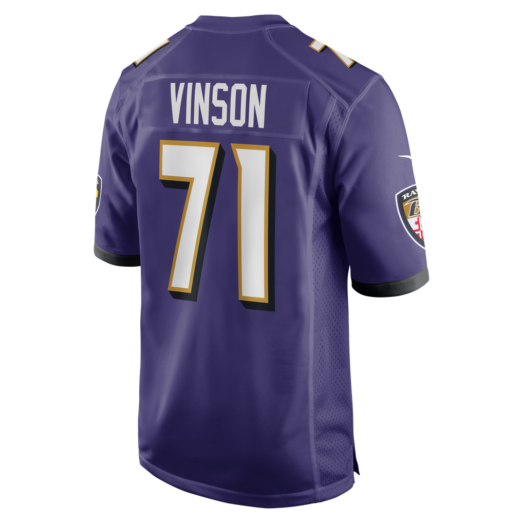 Men's Baltimore Ravens Carson Vinson Nike Purple Team Game Jersey