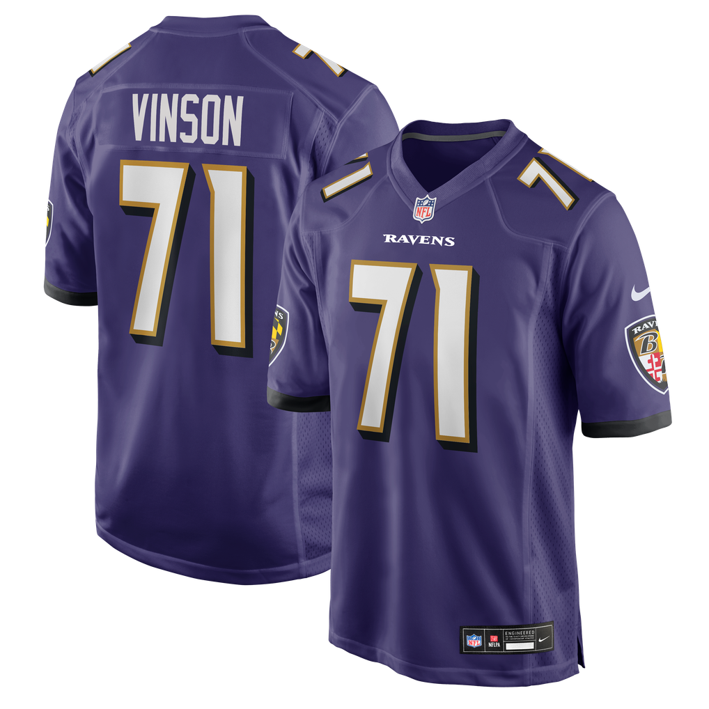 Men's Baltimore Ravens Carson Vinson Nike Purple Team Game Jersey