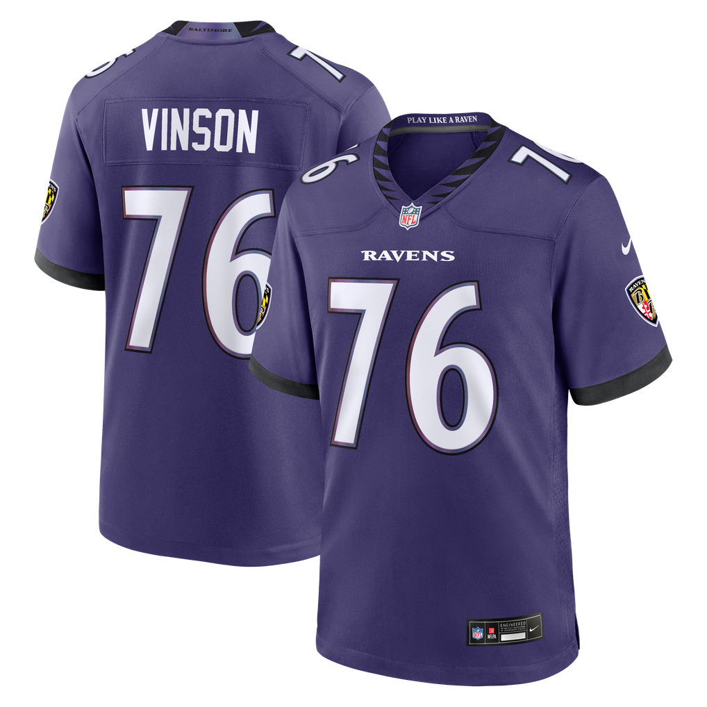 Men's Baltimore Ravens Carson Vinson Nike Purple Team Game Jersey