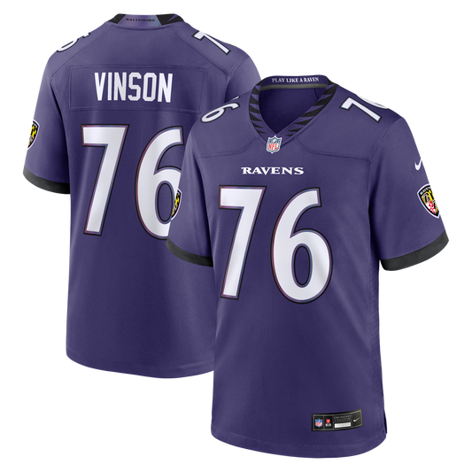Men's Baltimore Ravens Carson Vinson Nike Purple Team Game Jersey
