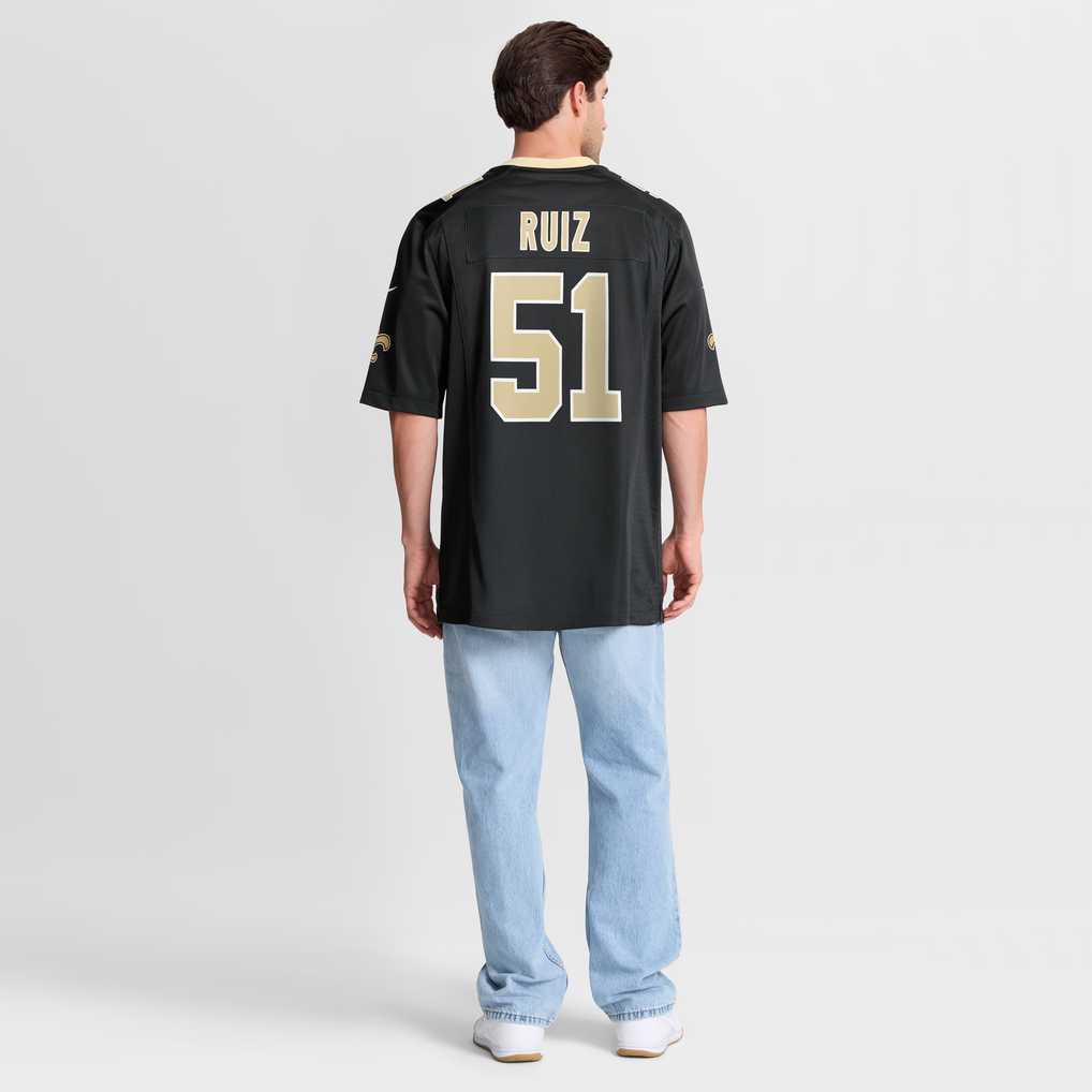 Men's New Orleans Saints Cesar Ruiz Nike Black Game Jersey - Image 9