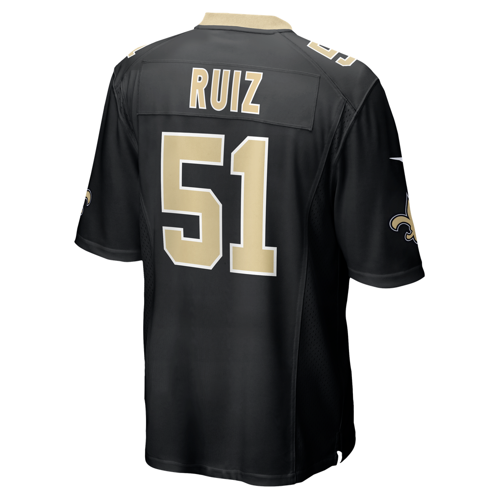 Men's New Orleans Saints Cesar Ruiz Nike Black Game Jersey - Image 4