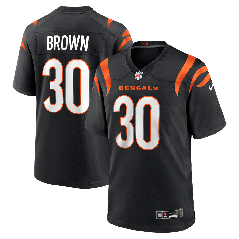 Men's Cincinnati Bengals Chase Brown Nike Black Team Game Jersey - Image 1