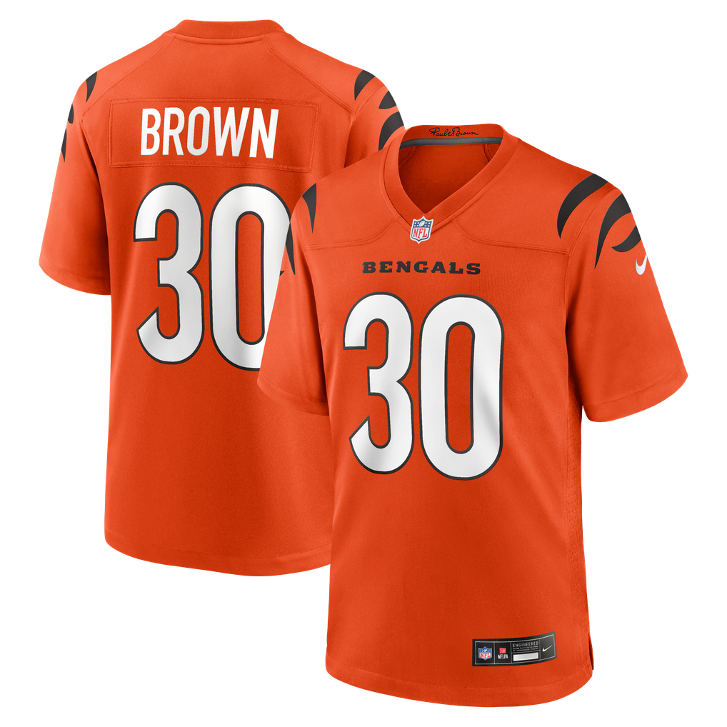Men's Cincinnati Bengals Chase Brown Nike Orange Alternate Game Jersey - Image 1