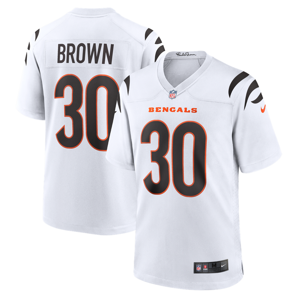 Men's Cincinnati Bengals Chase Brown Nike White Game Jersey - Image 2
