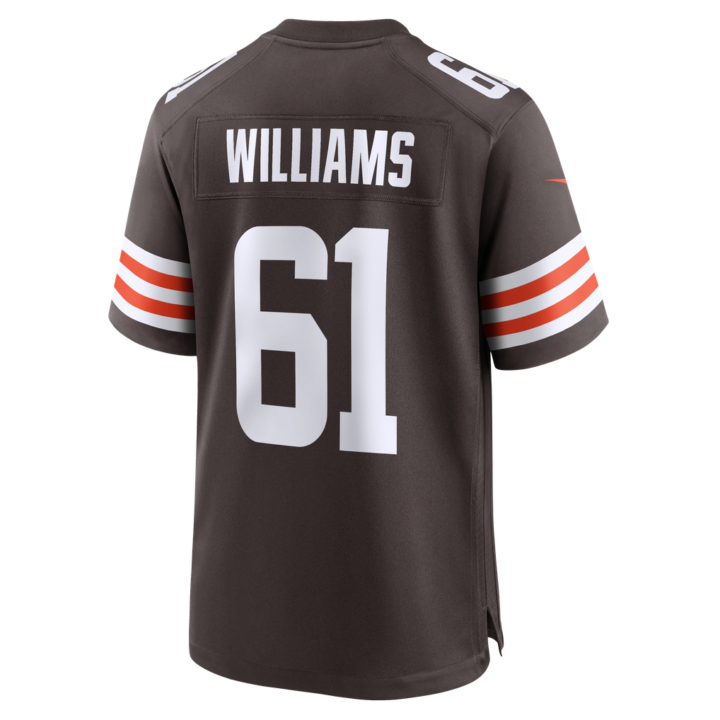 Men's Cleveland Browns Chris Williams Nike Brown Team Game Jersey - Image 6