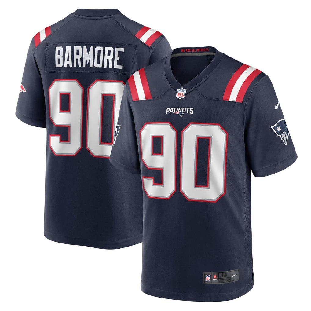 Men's New England Patriots Christian Barmore Nike Navy Player Game Jersey - Image 1