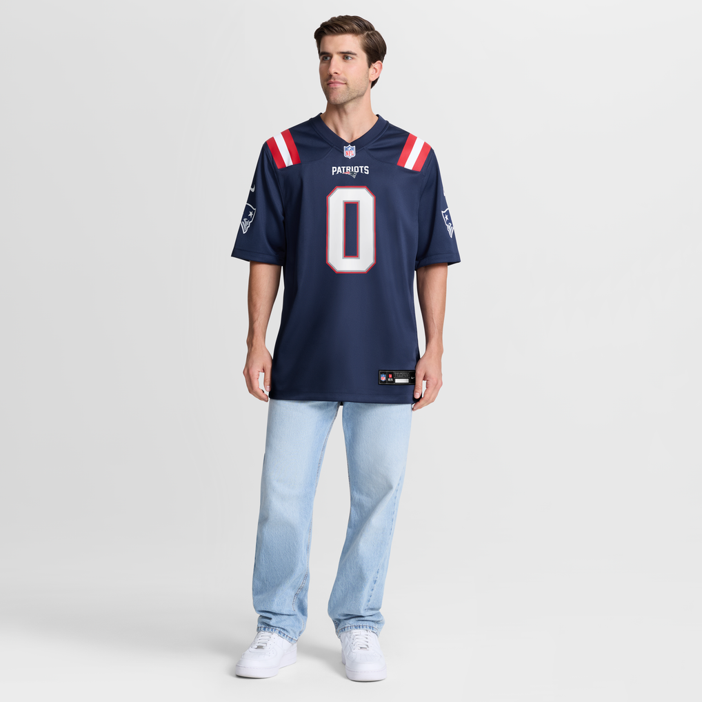 Men's New England Patriots Christian Gonzalez Nike  Navy Team Game Jersey - Image 8