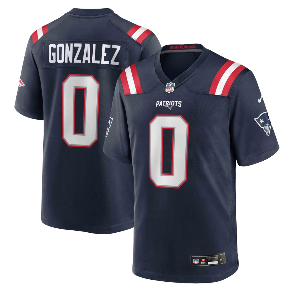 Men's New England Patriots Christian Gonzalez Nike  Navy Team Game Jersey - Image 2