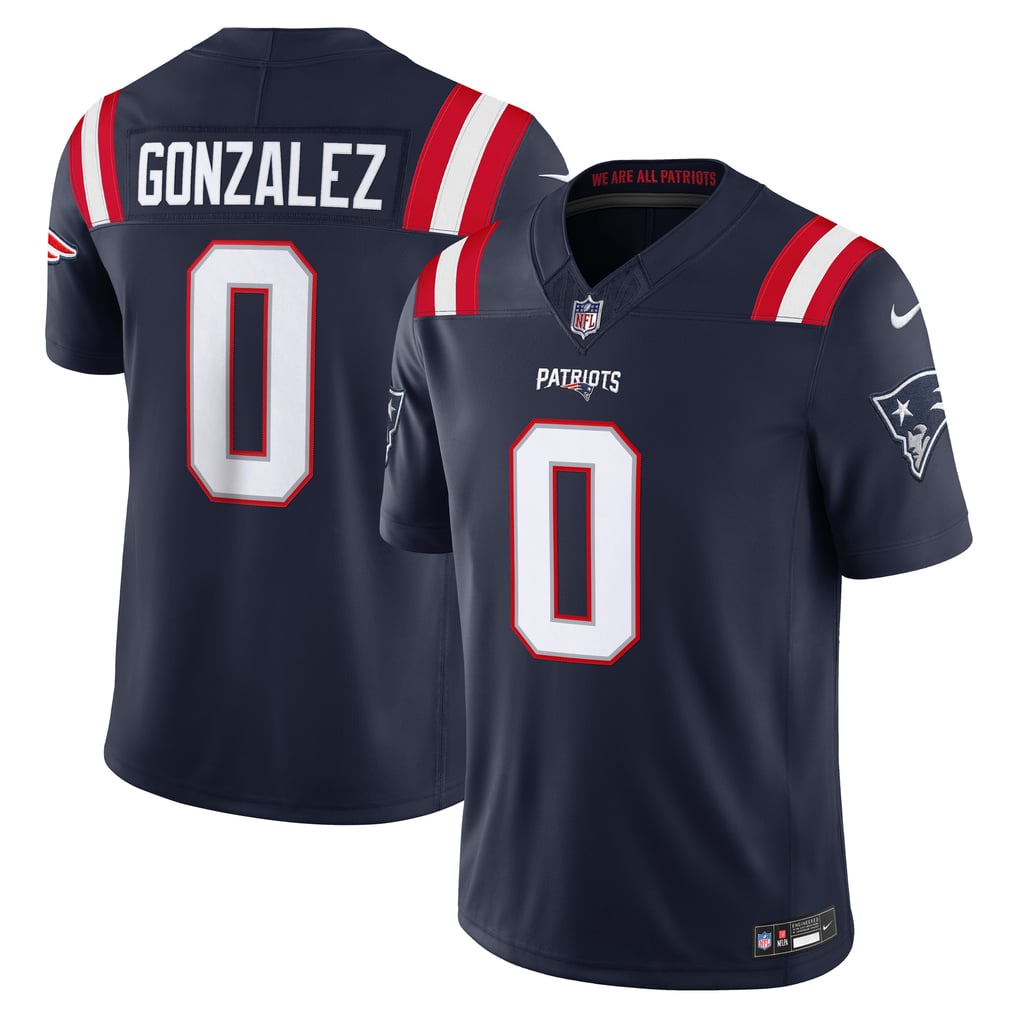 Men's New England Patriots Christian Gonzalez Nike Navy Team Vapor F.U.S.E. Stitched Limited Jersey - Image 2