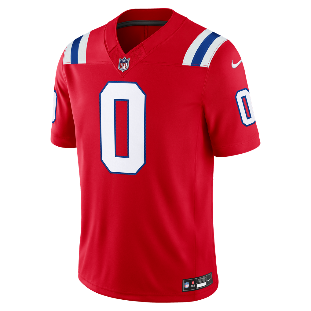 Men's New England Patriots Christian Gonzalez Nike Red Alternate Vapor F.U.S.E. Stitched Limited Jersey - Image 3