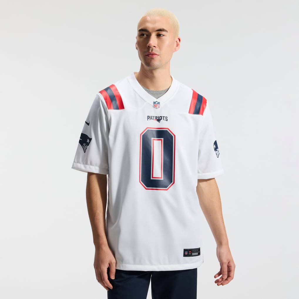Men's New England Patriots Christian Gonzalez Nike White Game Jersey - Image 3