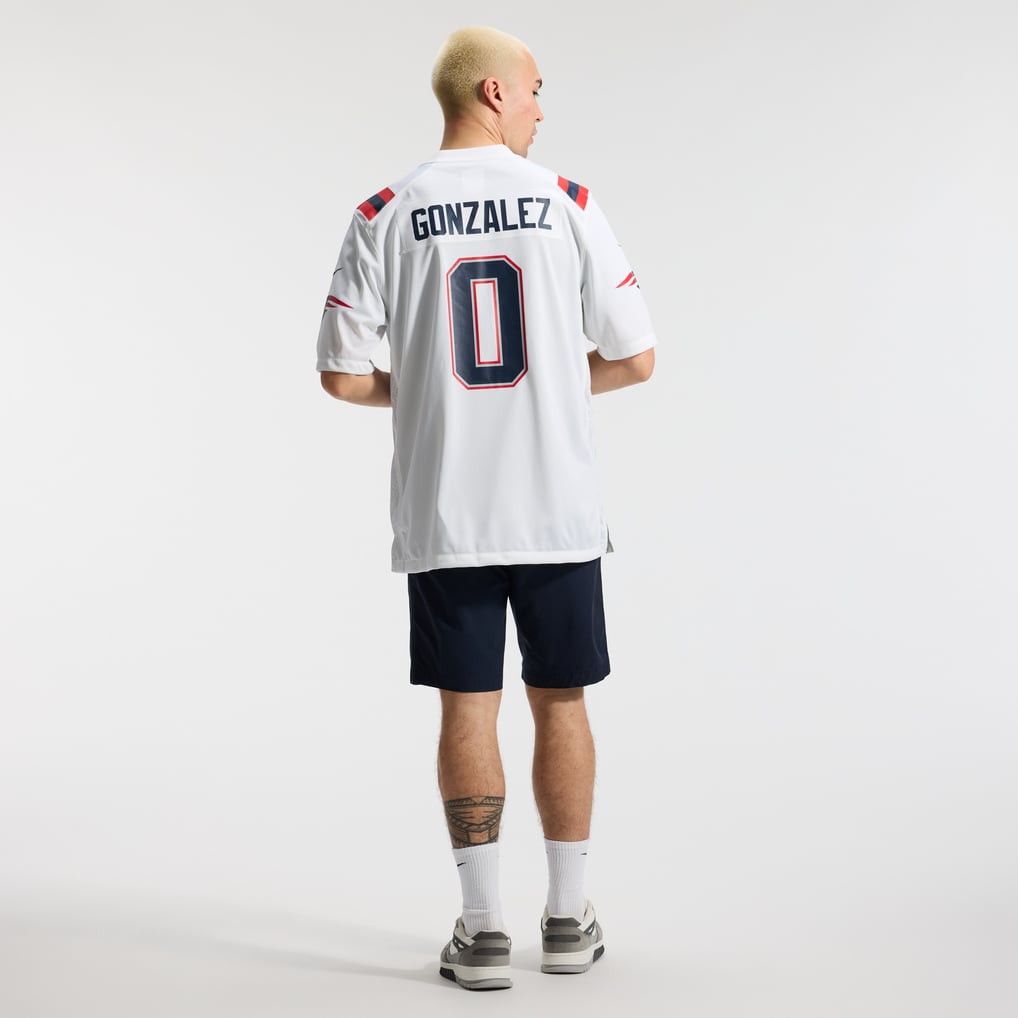 Men's New England Patriots Christian Gonzalez Nike White Game Jersey - Image 6