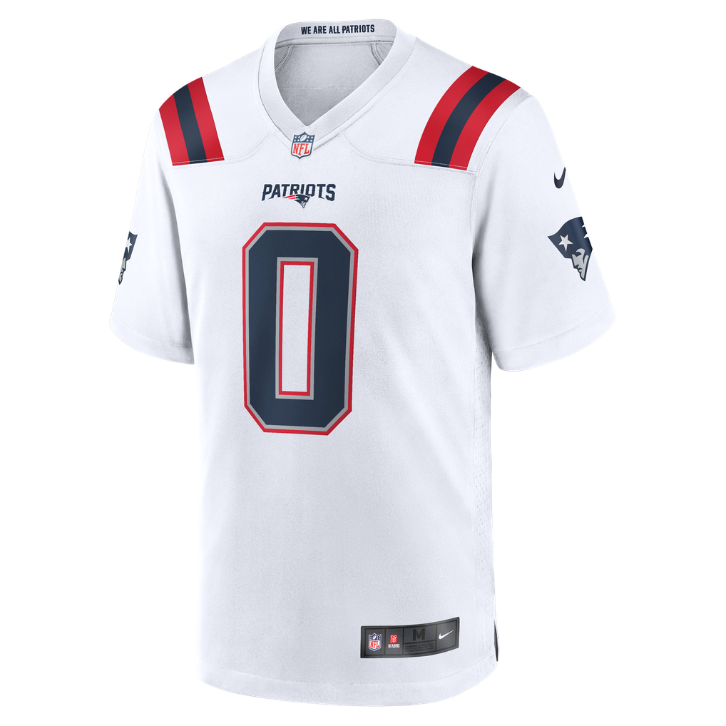 Men's New England Patriots Christian Gonzalez Nike White Game Jersey - Image 7