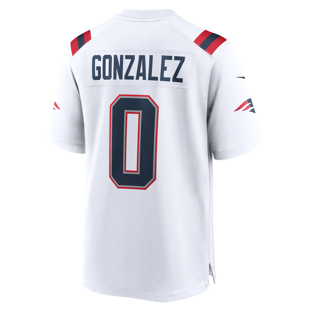 Men's New England Patriots Christian Gonzalez Nike White Game Jersey - Image 8