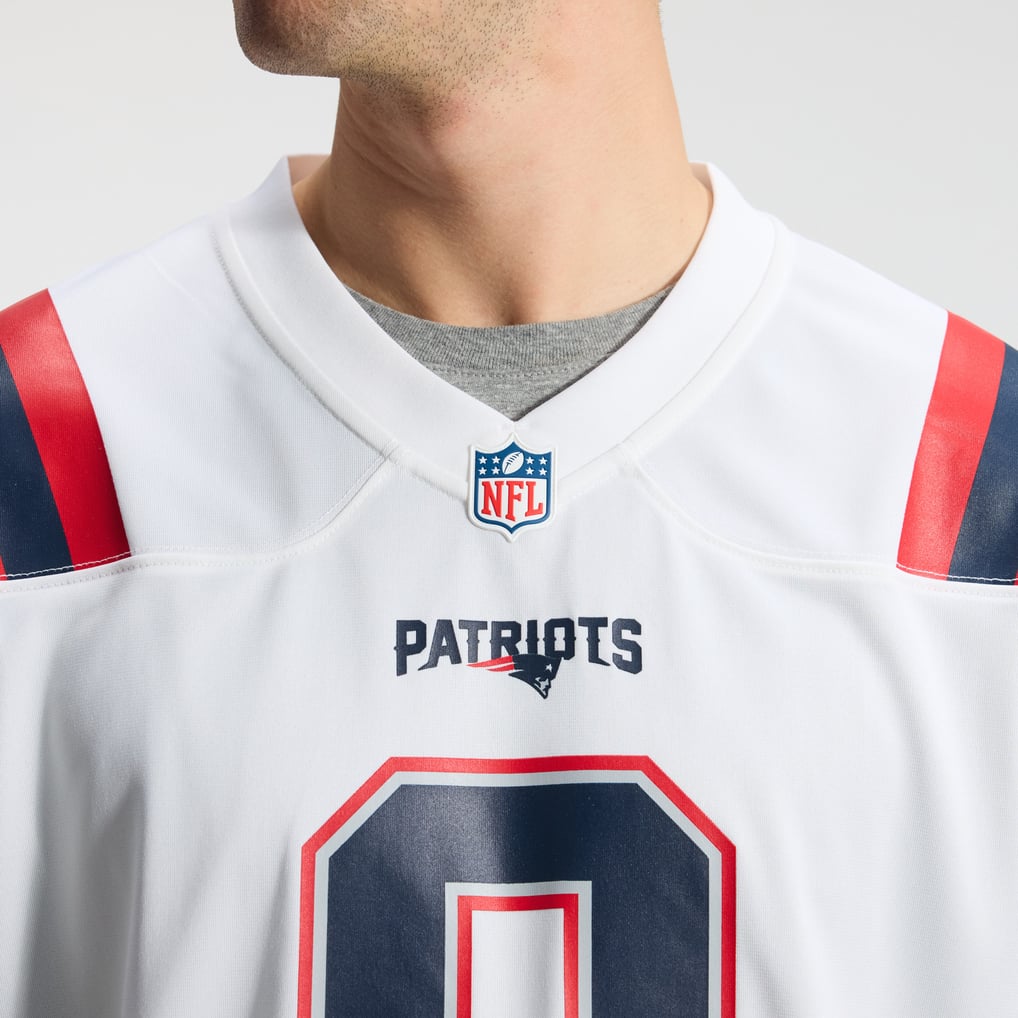 Men's New England Patriots Christian Gonzalez Nike White Game Jersey - Image 10
