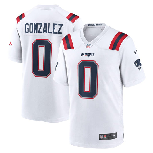 Men's New England Patriots Christian Gonzalez Nike White Game Jersey - Image 1