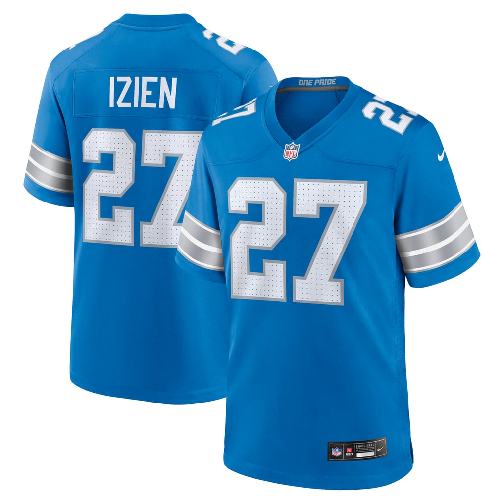 Men's Detroit Lions Christian Izien Nike  Blue Team Game Jersey - Image 2