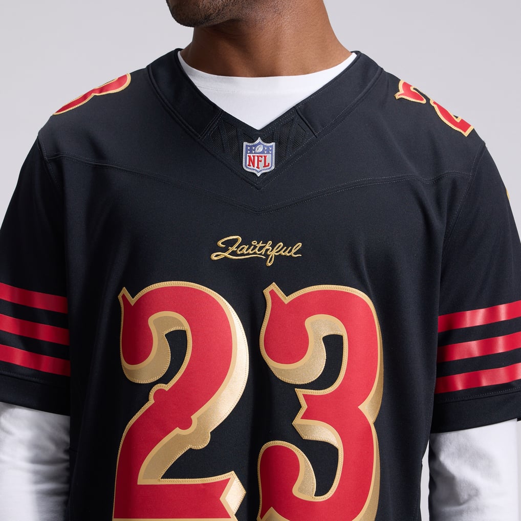 Men's San Francisco 49ers Christian McCaffrey Nike Black Rivalries Collection Stitched Limited Jersey - Image 9