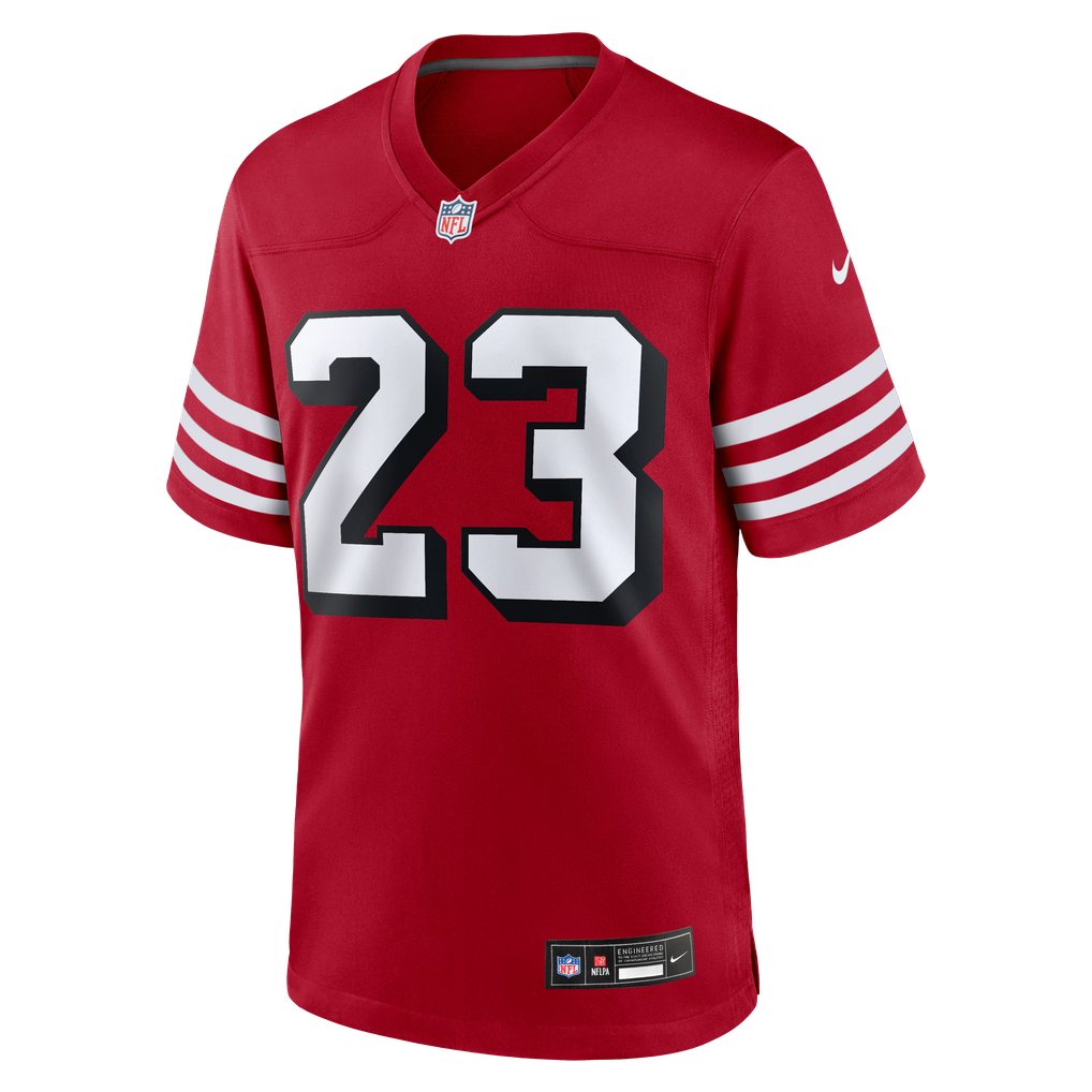Men's San Francisco 49ers Christian McCaffrey Nike Scarlet Alternate Game Player Jersey - Image 7