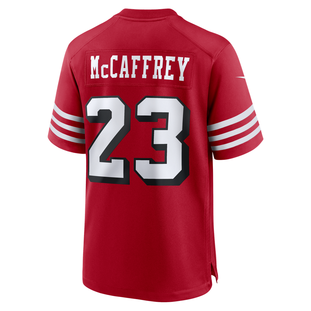 Men's San Francisco 49ers Christian McCaffrey Nike Scarlet Alternate Game Player Jersey - Image 8