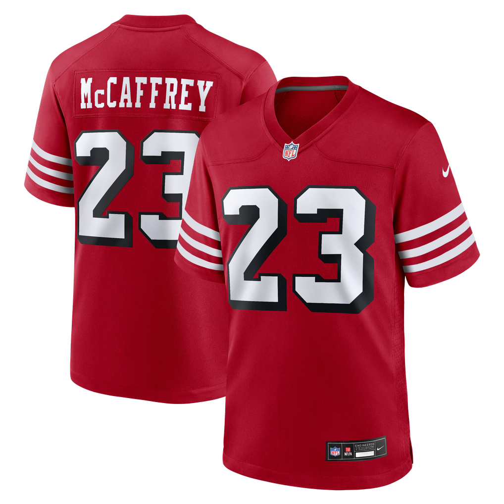 Men's San Francisco 49ers Christian McCaffrey Nike Scarlet Alternate Game Player Jersey - Image 1