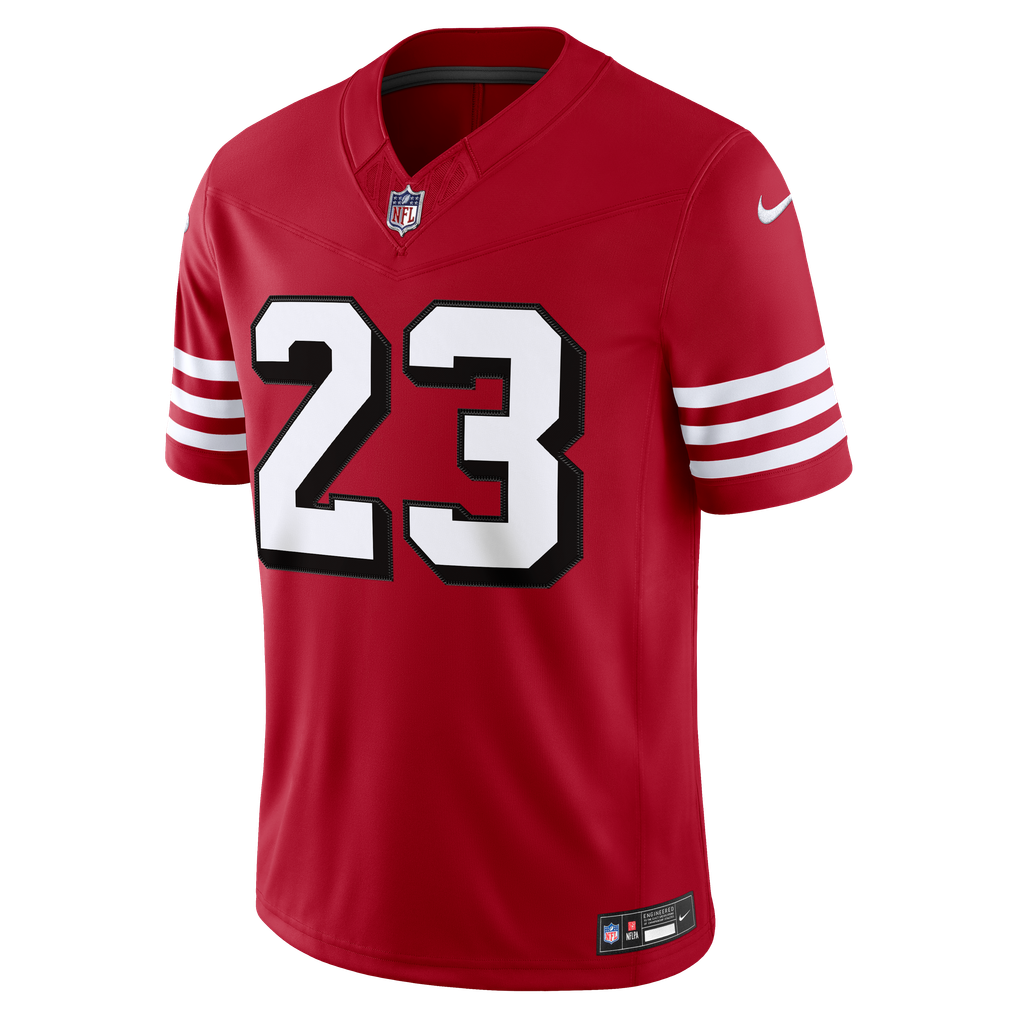 Men's San Francisco 49ers Christian McCaffrey Nike Scarlet Alternate Vapor F.U.S.E. Stitched Limited Jersey - Image 3