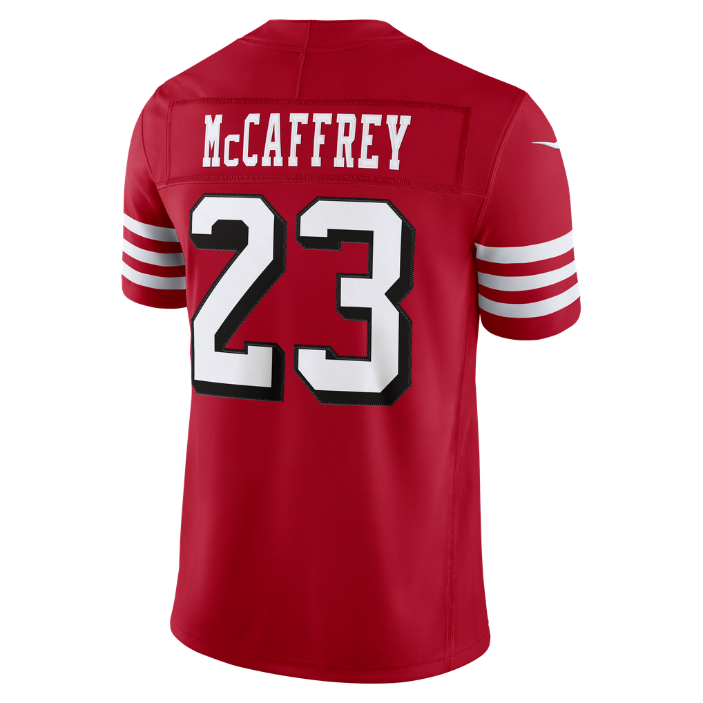 Men's San Francisco 49ers Christian McCaffrey Nike Scarlet Alternate Vapor F.U.S.E. Stitched Limited Jersey - Image 4