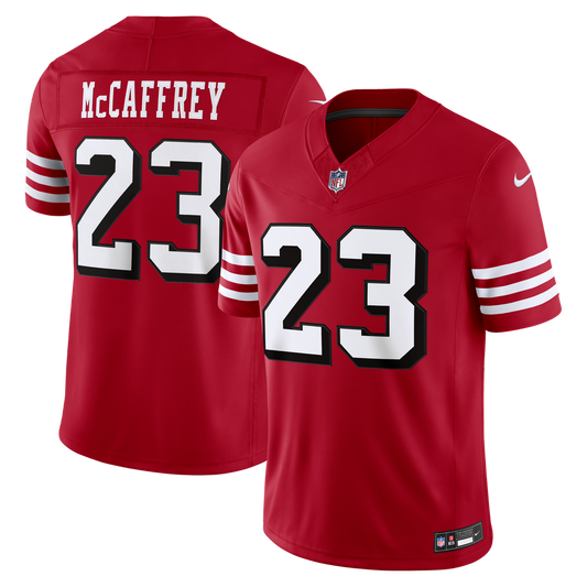 Men's San Francisco 49ers Christian McCaffrey Nike Scarlet Alternate Vapor F.U.S.E. Stitched Limited Jersey - Image 1