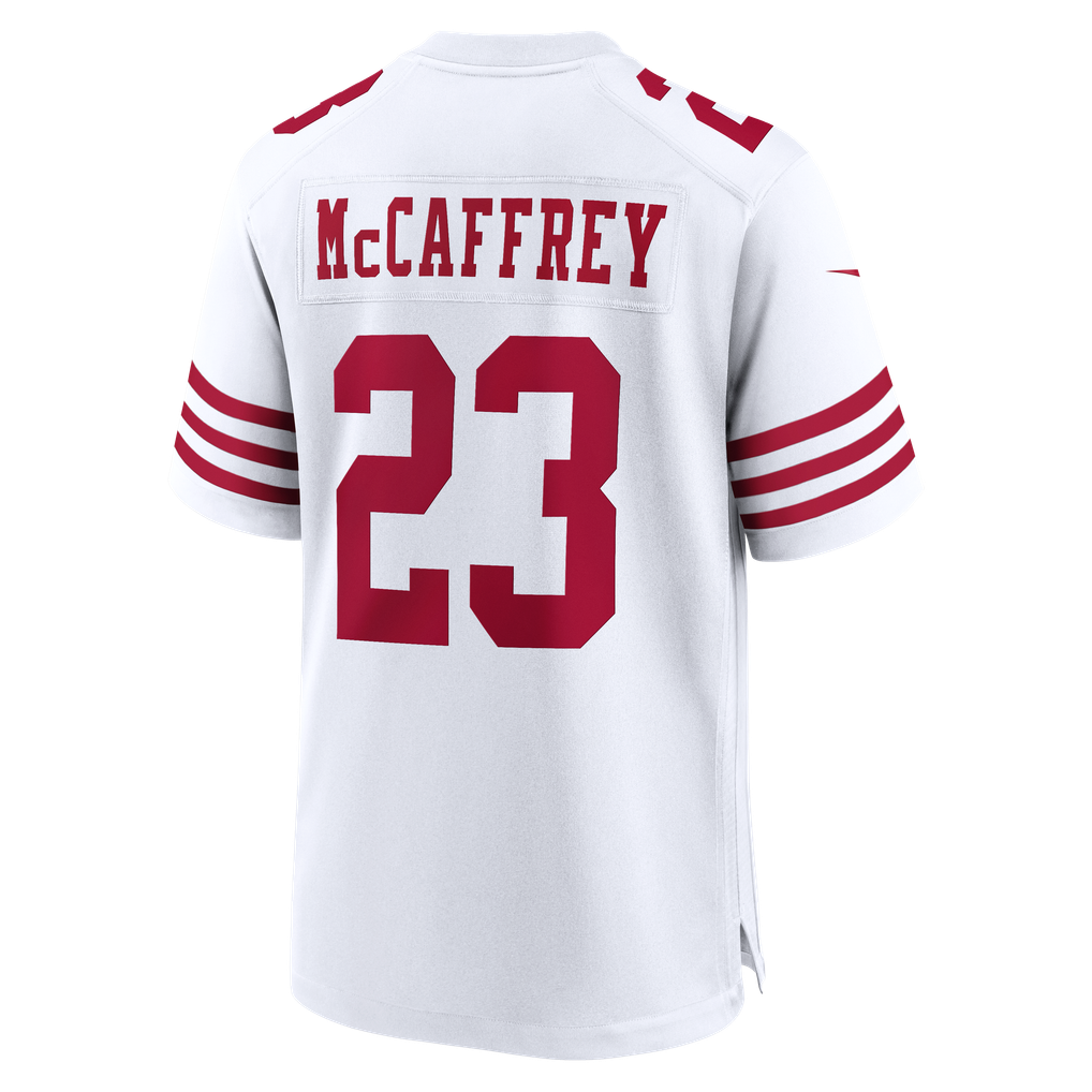 Men's San Francisco 49ers Christian McCaffrey Nike White 80th Anniversary Game Jersey - Image 4