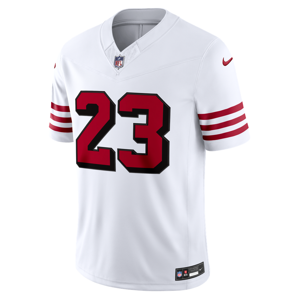 Men's San Francisco 49ers Christian McCaffrey Nike White Alternate Vapor F.U.S.E. Stitched Limited Jersey - Image 3