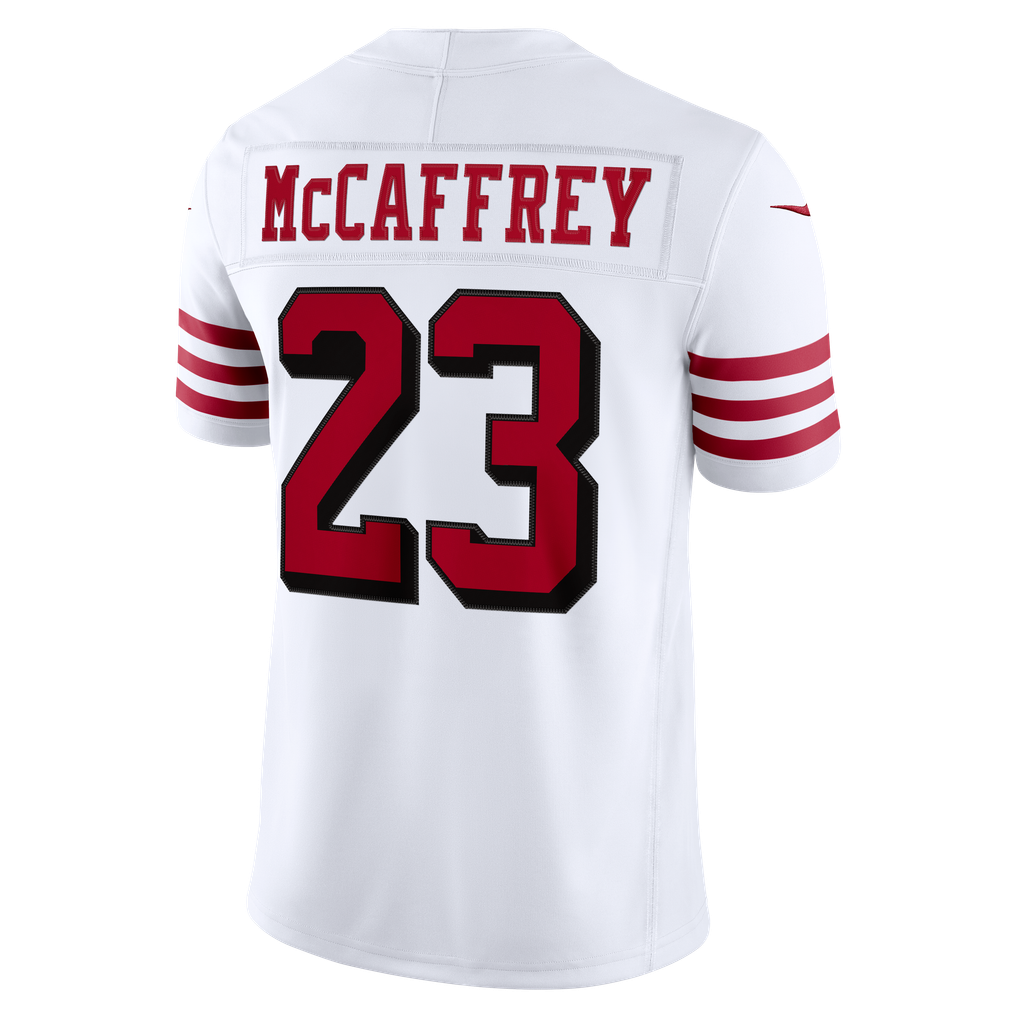 Men's San Francisco 49ers Christian McCaffrey Nike White Alternate Vapor F.U.S.E. Stitched Limited Jersey - Image 4